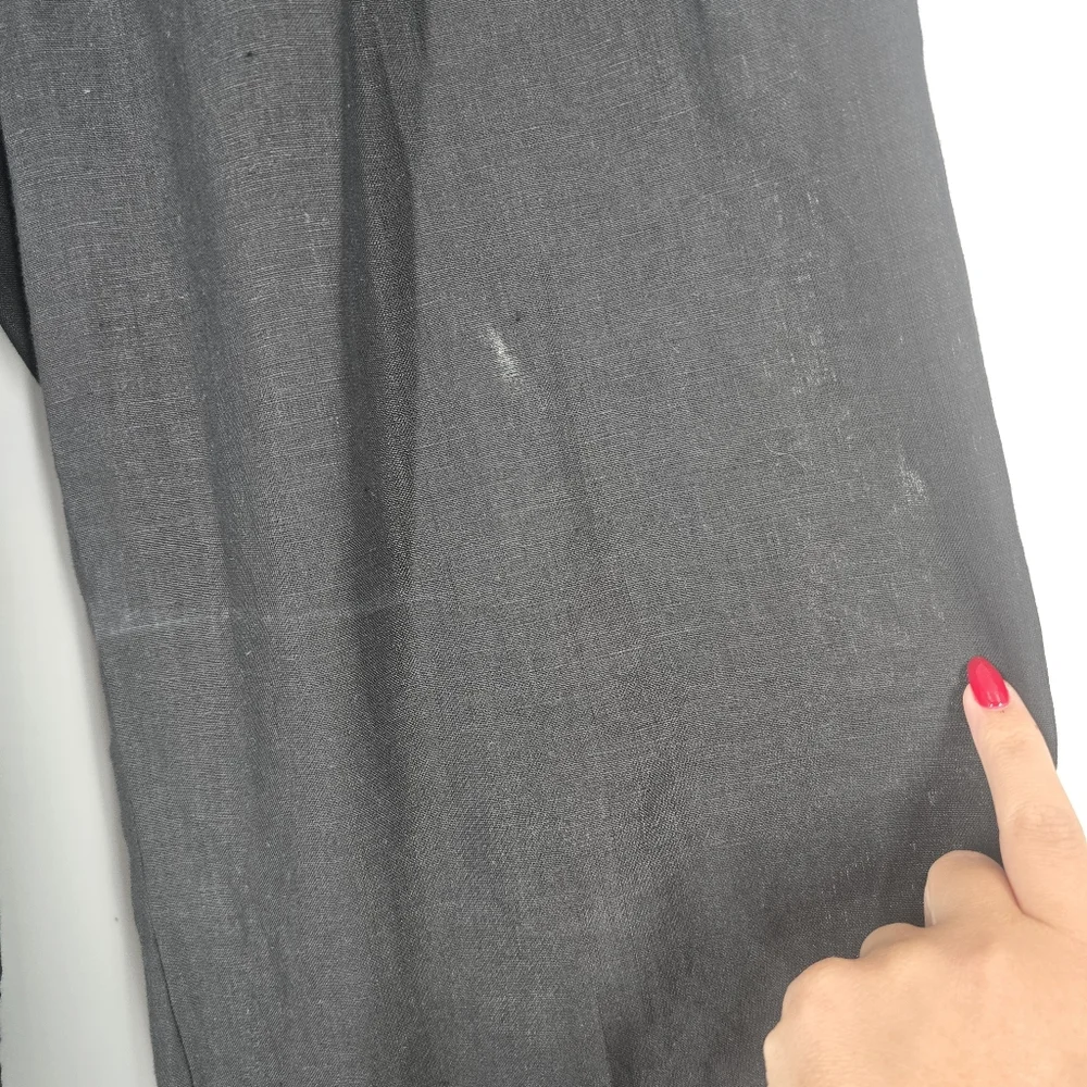 Babaton Aritzia Linen Black Wide Leg Pleated Pants Size 6